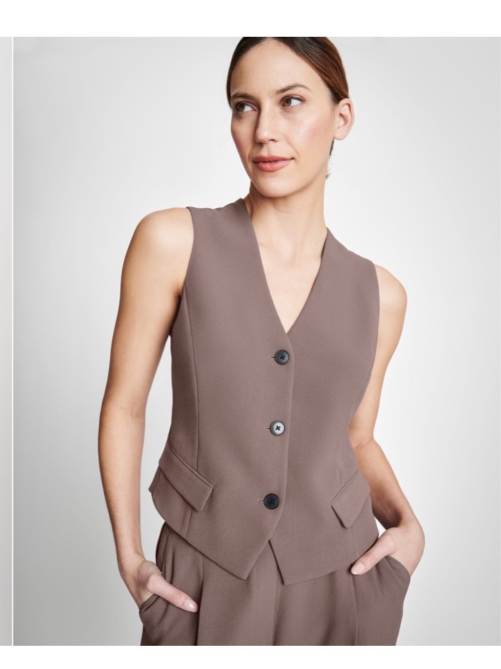 SPANX® Carefree Crepe Vest Top with No-Show Coverage in Smoke NEW NWT XL